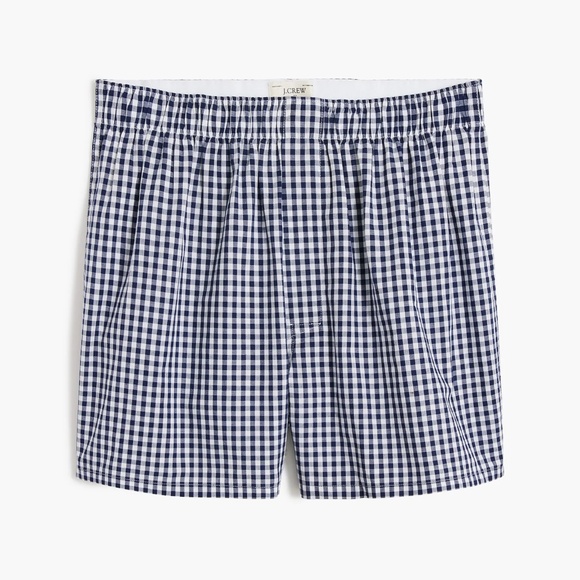 New JCREW Size M Printed Boxers Navy White Gingham $39 CA911 - Picture 1 of 3